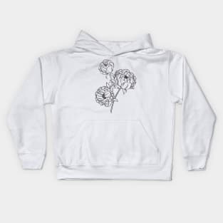 Peony Line Art Kids Hoodie